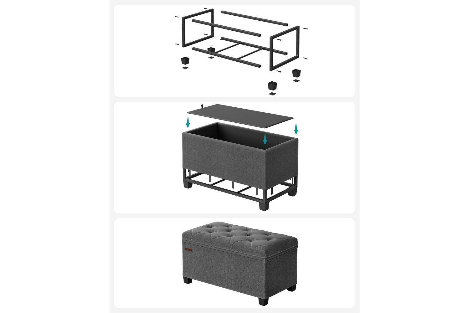 Storage Ottoman | Ottoman | Linen Look | 40 X 76 X 40 Cm-6
