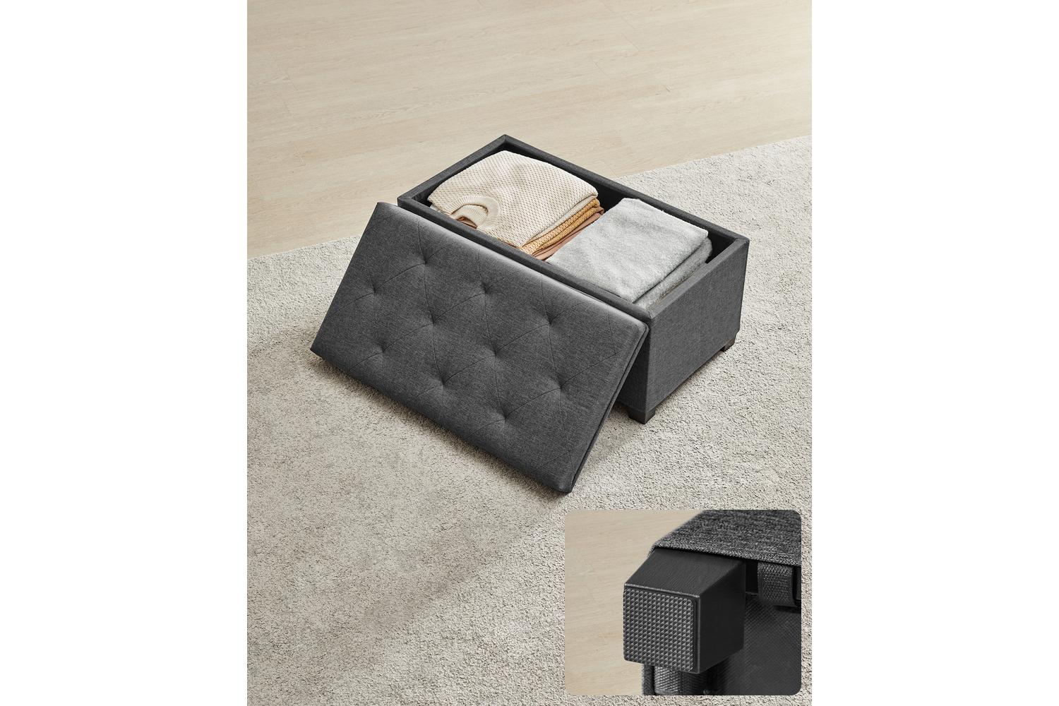 Storage Ottoman | Ottoman | Linen Look | 40 X 76 X 40 Cm-7