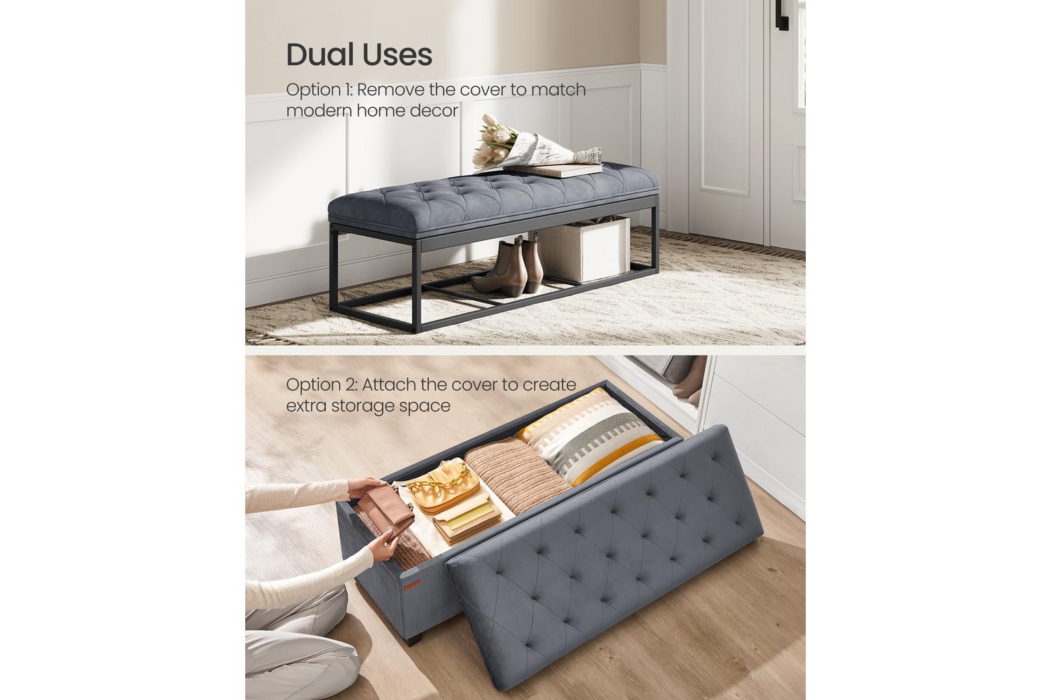 Storage Ottoman | Storage Bench | Linen-like Fabric | 110 X 40 Cm-2
