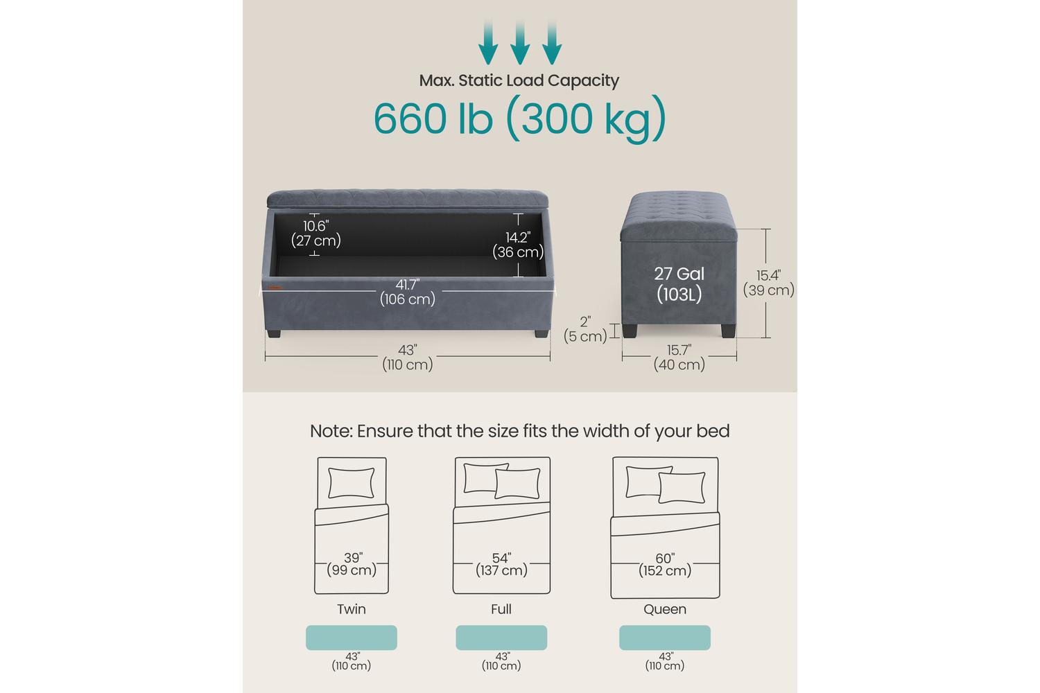Storage Ottoman | Storage Bench | Linen-like Fabric | 110 X 40 Cm-4