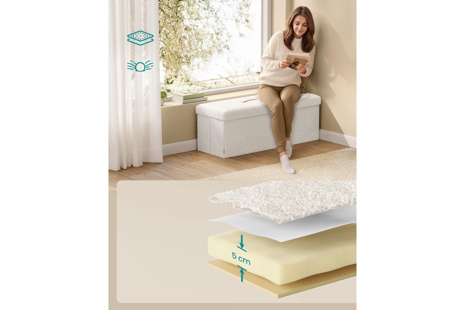 Ottoman Storage Bench | Plush Smiley Face | 110cm-3