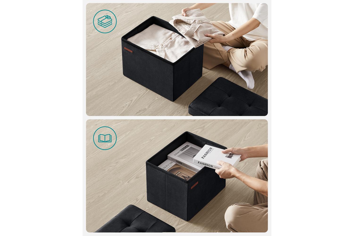 Storage Ottoman | Storage Bench | Velvet | 31 X 41 X 31 Cm-3