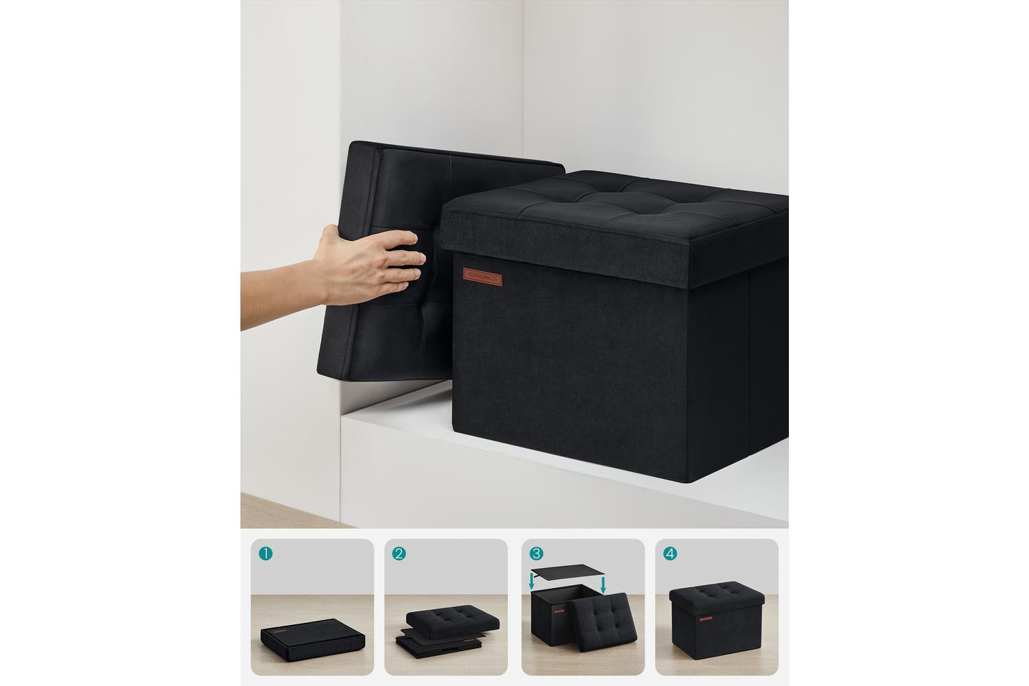 Storage Ottoman | Storage Bench | Velvet | 31 X 41 X 31 Cm-6
