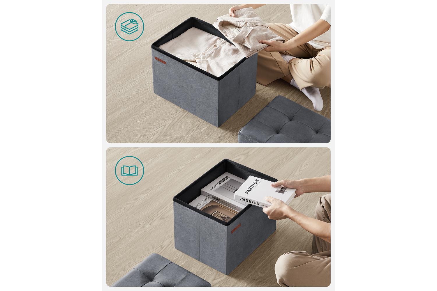 Storage Ottoman | Storage Box | Linen-look Fabric | 32 Litre-3