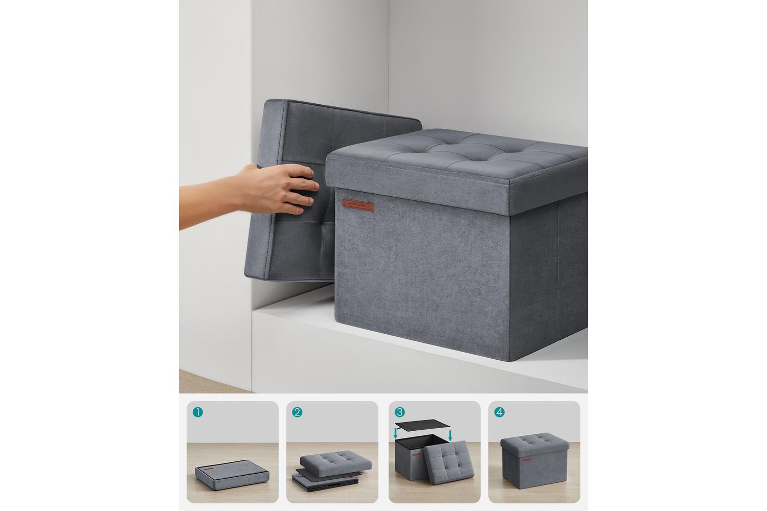 Storage Ottoman | Storage Box | Linen-look Fabric | 32 Litre-6