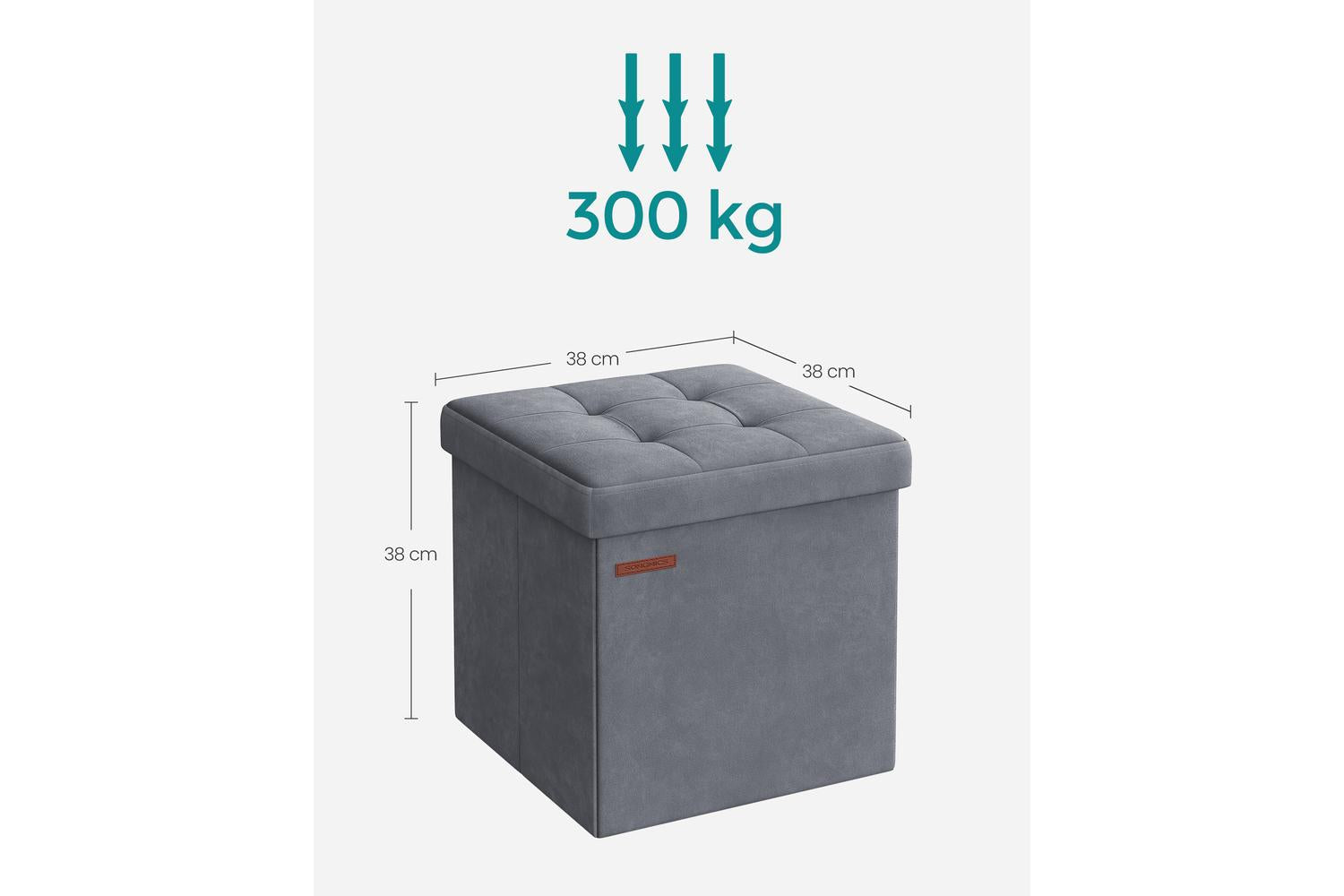 Storage Ottoman | Storage Box | Linen-look Fabric | 38 X 38 X 38 Cm-5