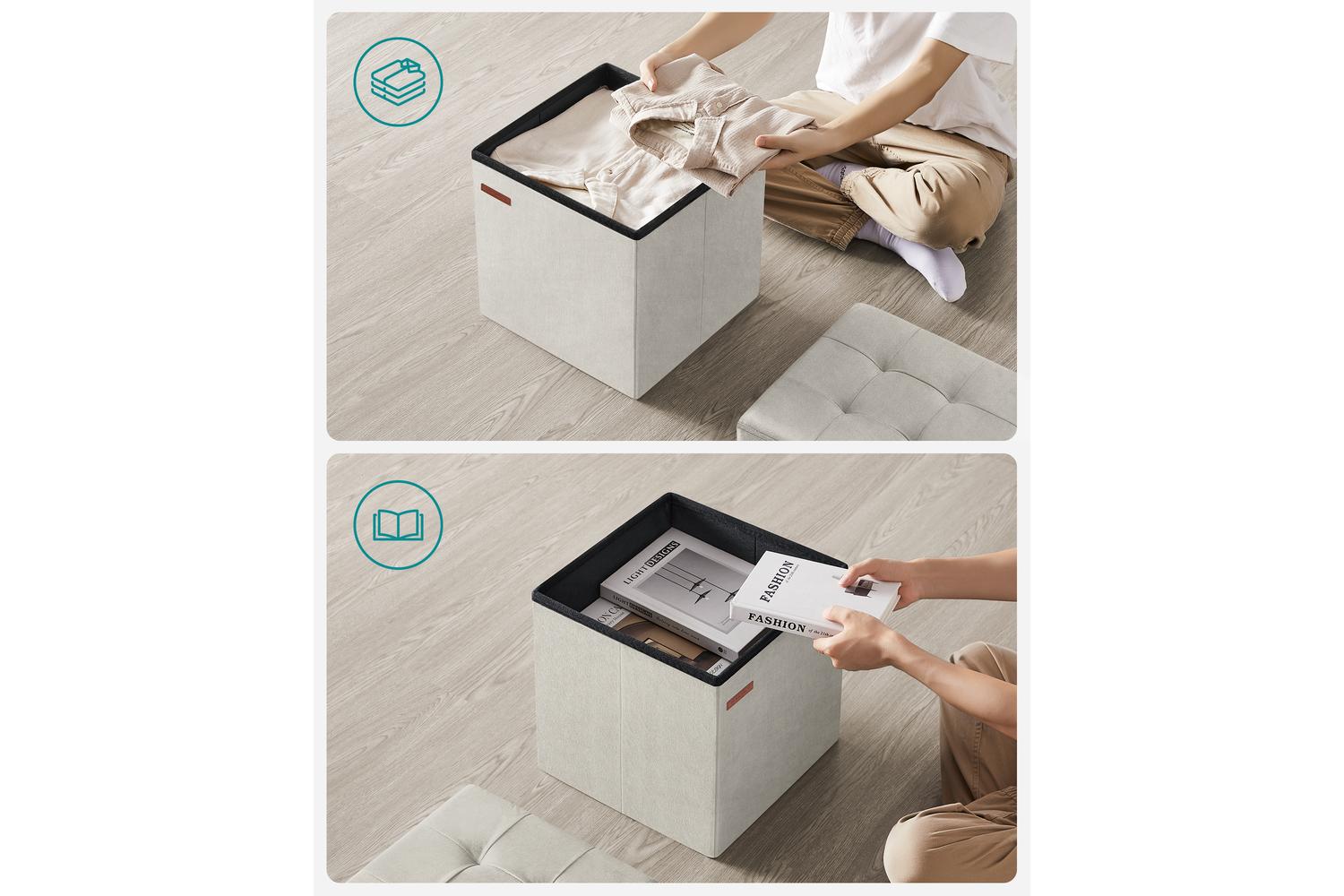 Storage Ottoman | Storage Box | Velvet | 38 X 38 X 38 Cm-3