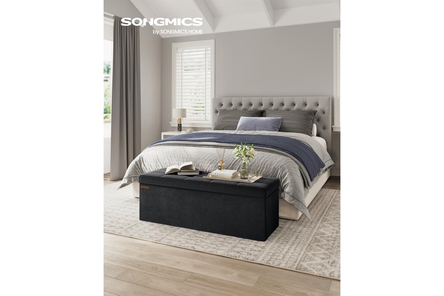 Storage Ottoman | Storage Bench | Linen-look Fabric | 110cm-2