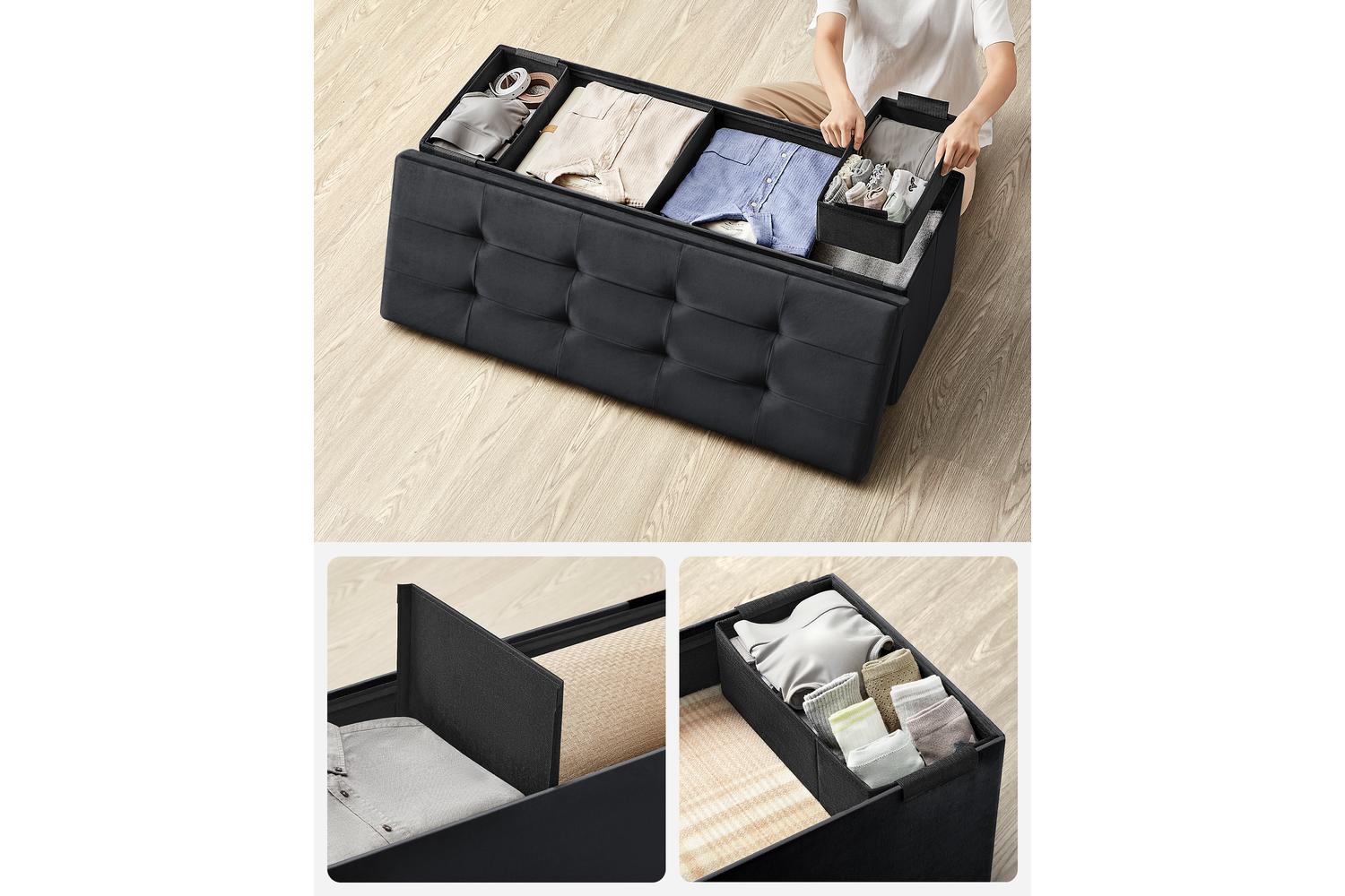 Storage Ottoman | Storage Bench | Linen-look Fabric | 110cm-4