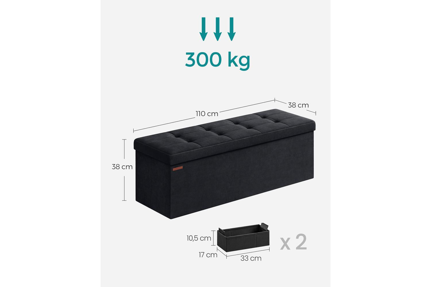 Storage Ottoman | Storage Bench | Linen-look Fabric | 110cm-5