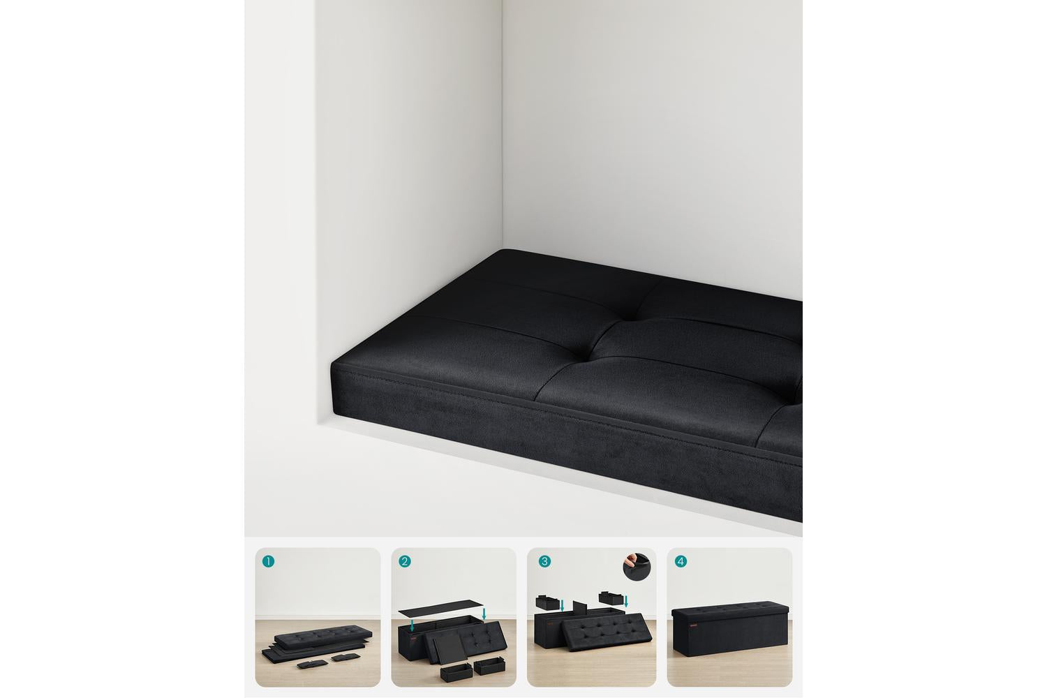 Storage Ottoman | Storage Bench | Linen-look Fabric | 110cm-7
