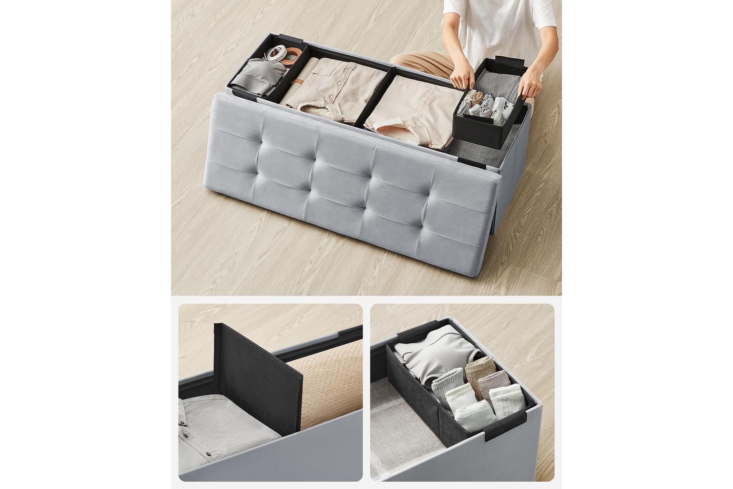 Storage Ottoman | Storage Bench | Velvet | 110cm-3