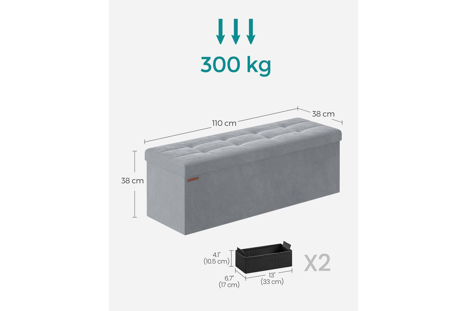 Storage Ottoman | Storage Bench | Velvet | 110cm-4