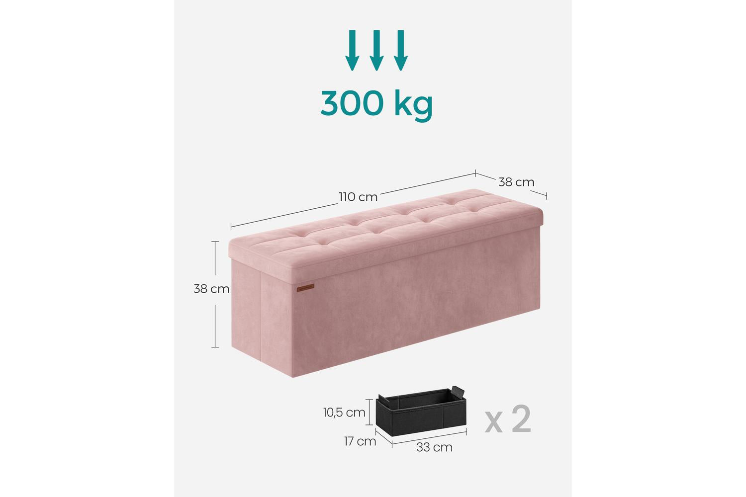 Storage Ottoman | Storage Bench | Linen-look Fabric | 110cm-4