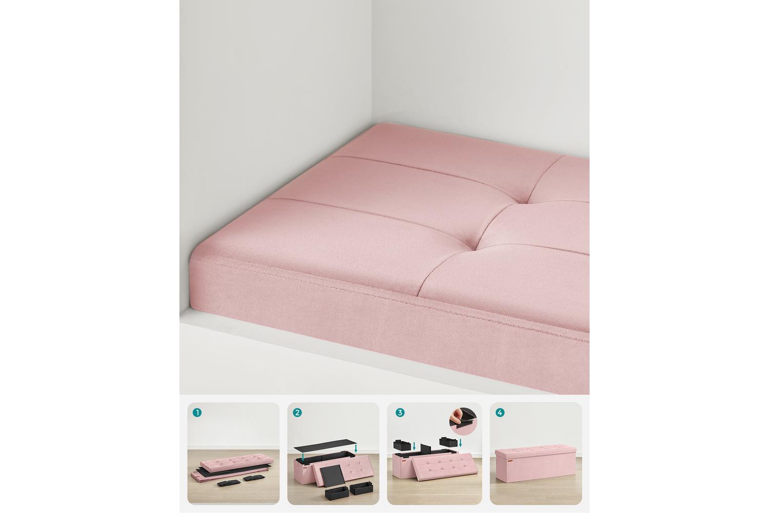Storage Ottoman | Storage Bench | Linen-look Fabric | 110cm-6