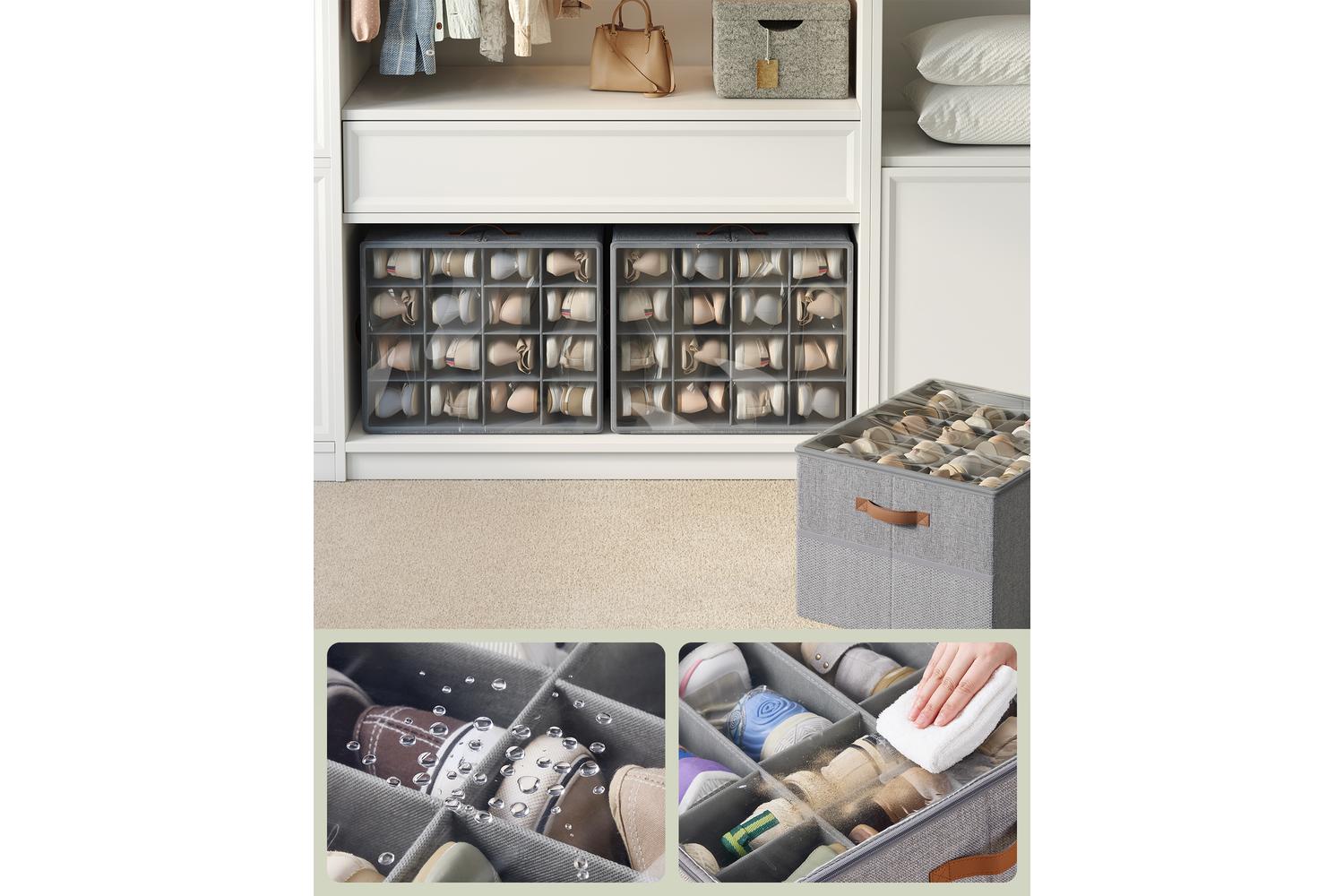 Shoe Organizer | Shoe Storage Box | Fabric And Pvc | 54 X 43 X 32.5 Cm-2