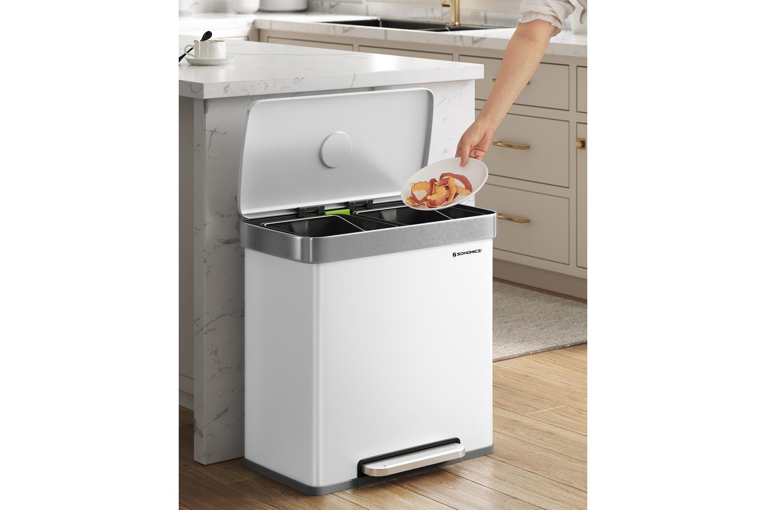 Songmics Trash Can | Pedal Bin | Stainless Steel | 2 X 30 Litre-2