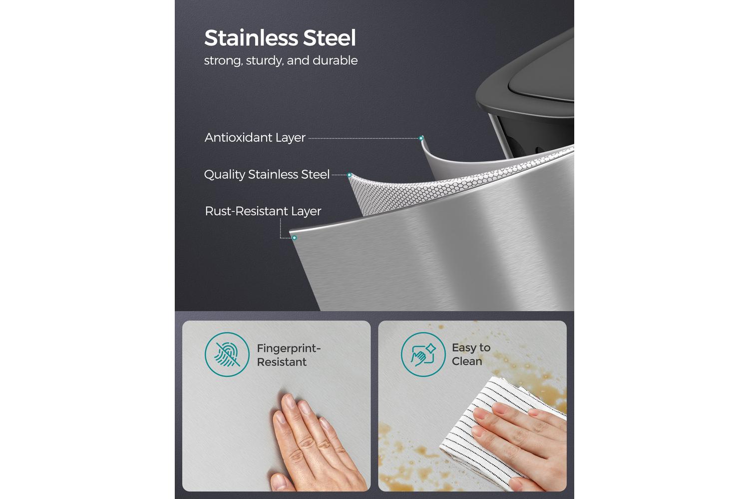 Songmics Automatic Kitchen Bin | Stainless Steel | 50l-4