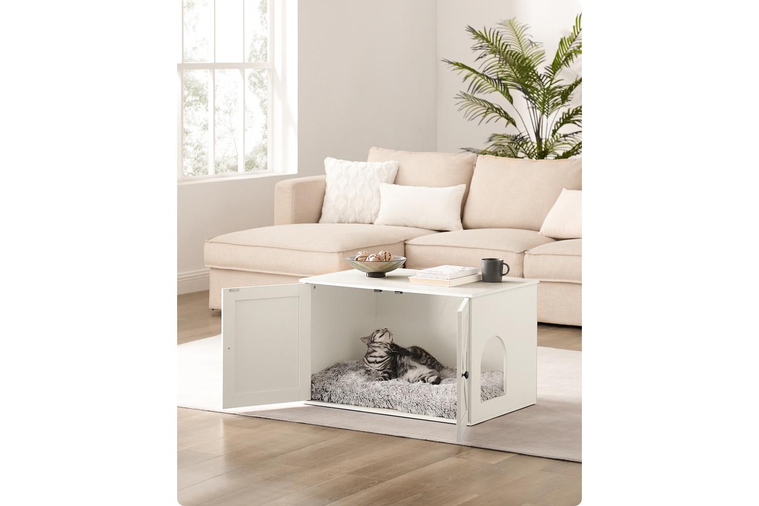 Feandrea Cat Litter Box Enclosure | Litter Box Cabinet | Wood | 50.2 X 50.2 X 46.5 Cm-2