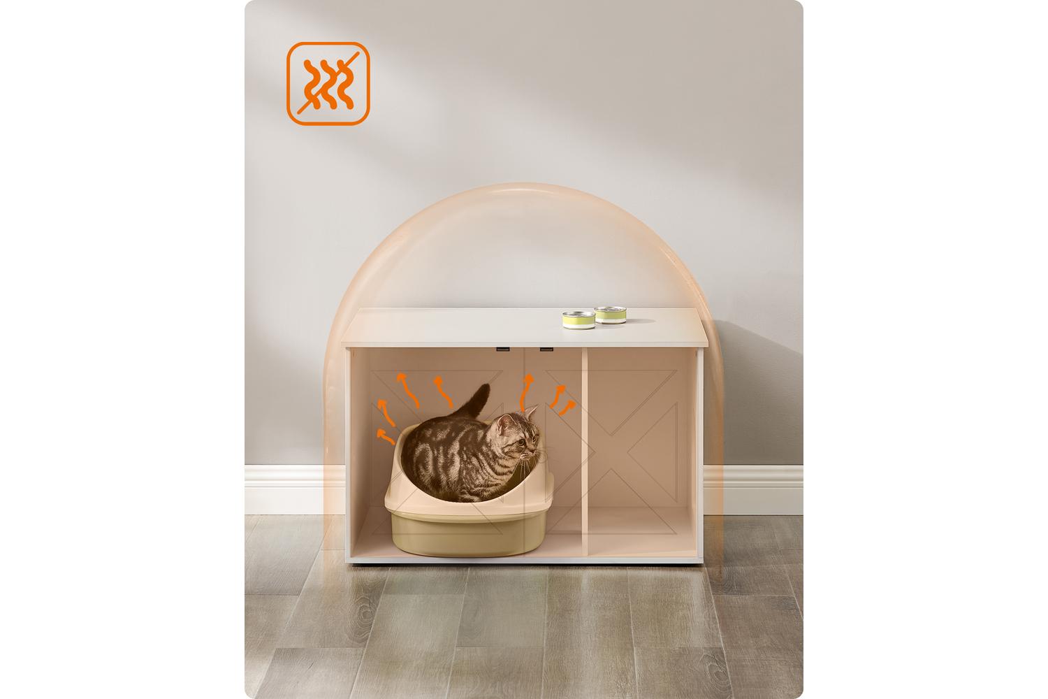 Feandrea Cat Litter Box Enclosure | Litter Box Cabinet | Wood | 50.2 X 50.2 X 46.5 Cm-3