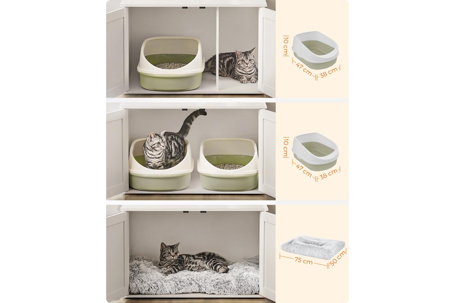 Feandrea Cat Litter Box Enclosure | Litter Box Cabinet | Wood | 50.2 X 50.2 X 46.5 Cm-4