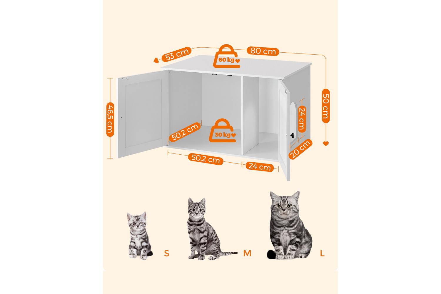 Feandrea Cat Litter Box Enclosure | Litter Box Cabinet | Wood | 50.2 X 50.2 X 46.5 Cm-5