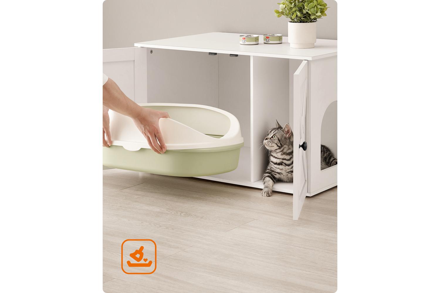 Feandrea Cat Litter Box Enclosure | Litter Box Cabinet | Wood | 50.2 X 50.2 X 46.5 Cm-6