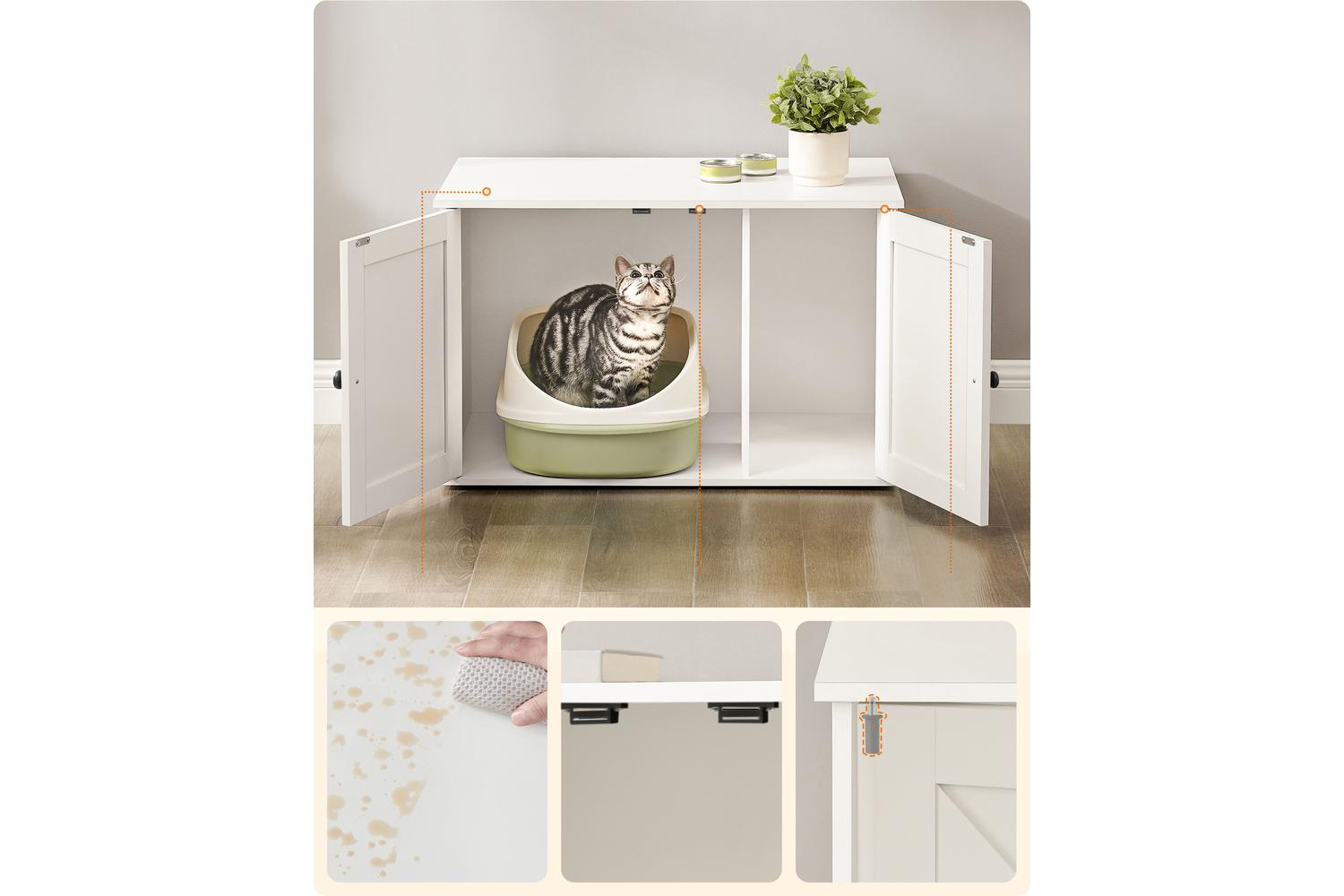 Feandrea Cat Litter Box Enclosure | Litter Box Cabinet | Wood | 50.2 X 50.2 X 46.5 Cm-7