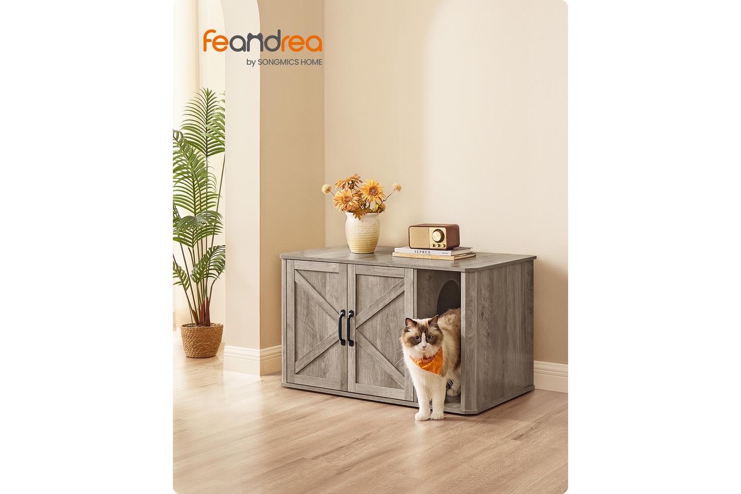 Cat Litter Box Enclosure | Cat Litter Box Cabinet | Particle Board | 59 X 45 X 47 Cm-2