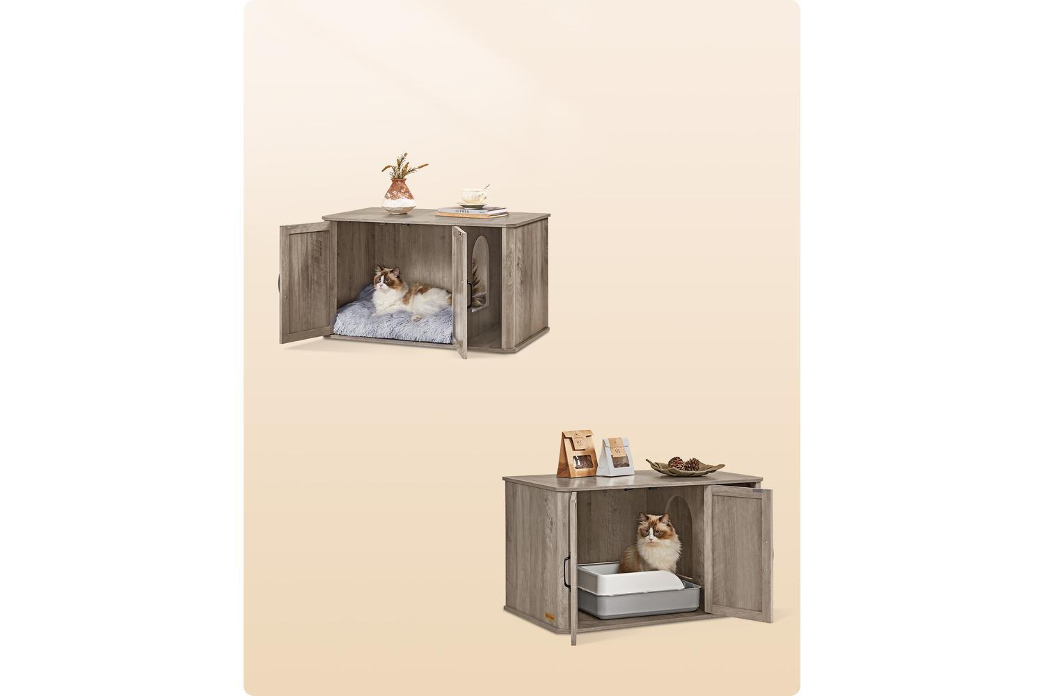 Cat Litter Box Enclosure | Cat Litter Box Cabinet | Particle Board | 59 X 45 X 47 Cm-3