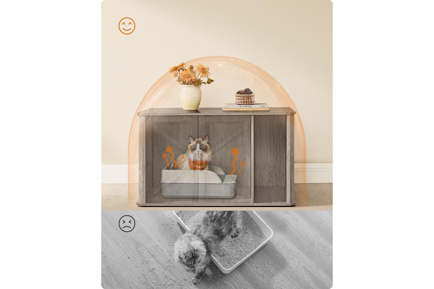 Cat Litter Box Enclosure | Cat Litter Box Cabinet | Particle Board | 59 X 45 X 47 Cm-6