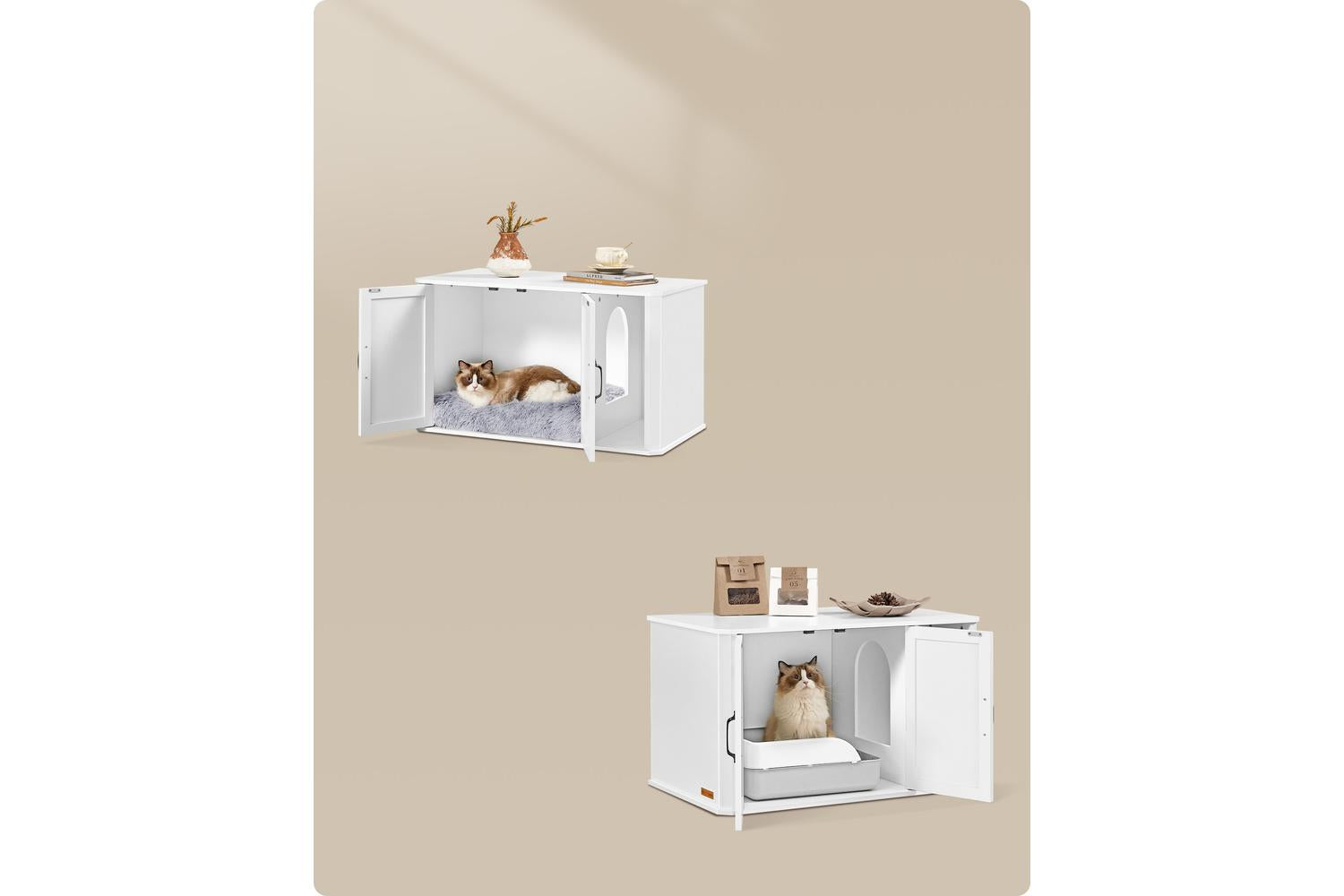 Cat Litter Box Enclosure | Cat Litter Box Cabinet | Particle Board | 59 X 45 X 47 Cm-2