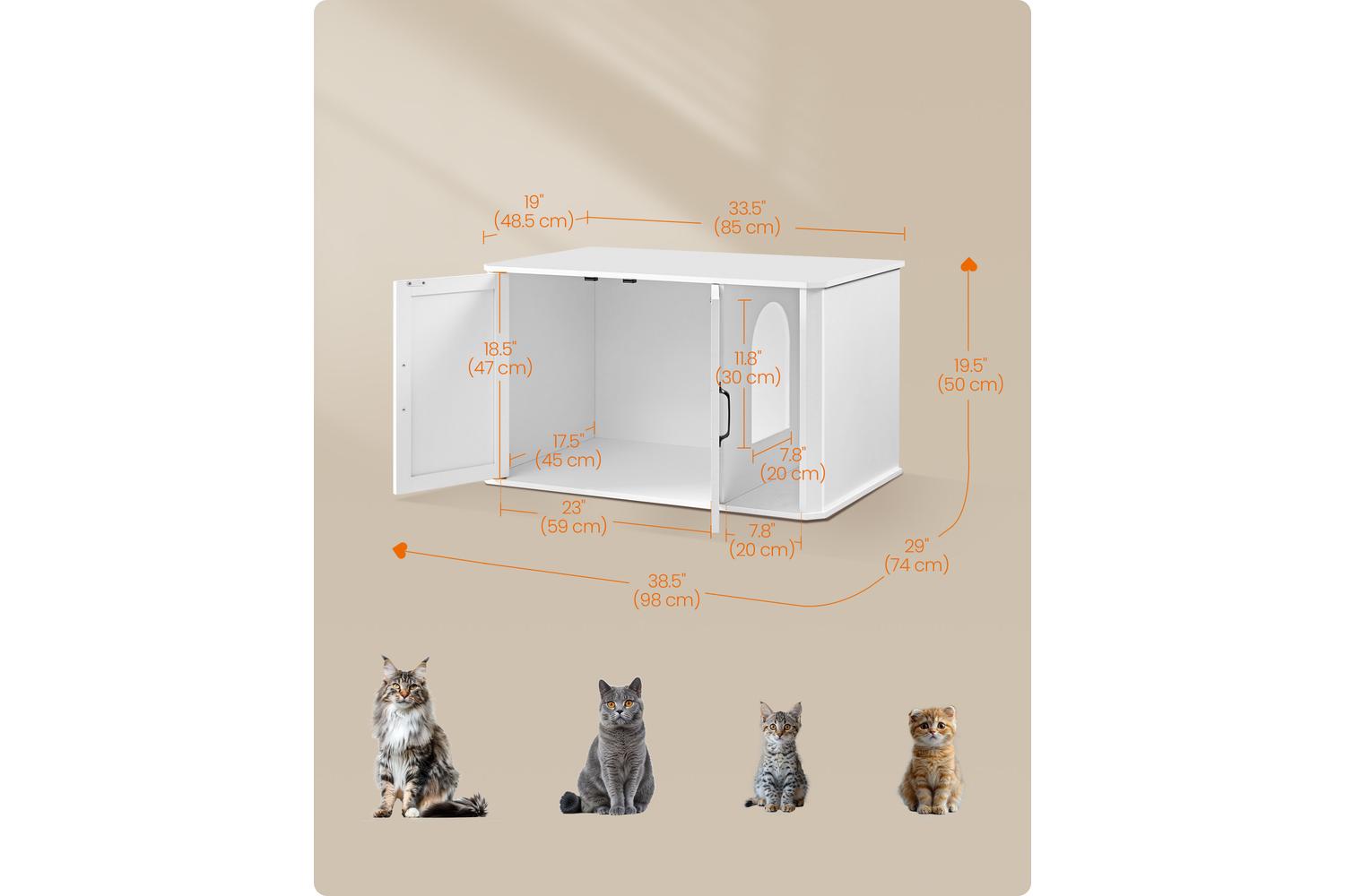 Cat Litter Box Enclosure | Cat Litter Box Cabinet | Particle Board | 59 X 45 X 47 Cm-4