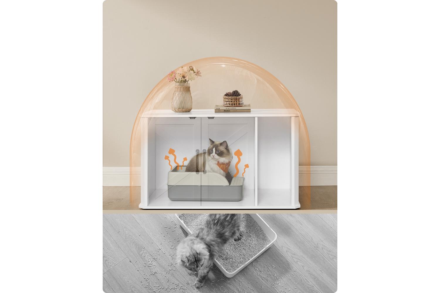 Cat Litter Box Enclosure | Cat Litter Box Cabinet | Particle Board | 59 X 45 X 47 Cm-5