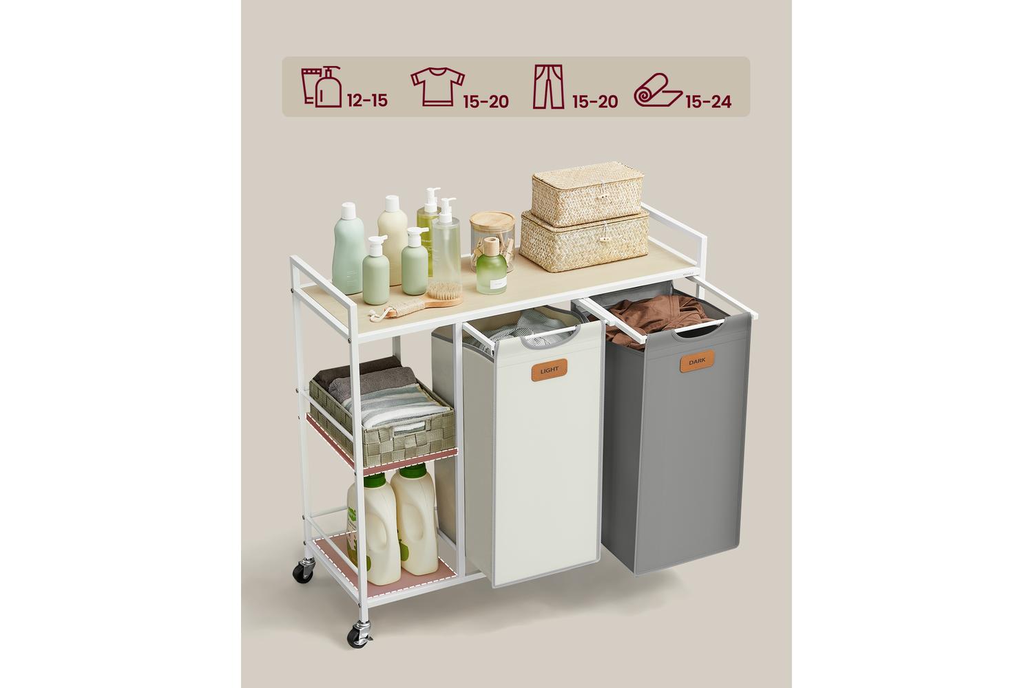 Laundry Basket | Laundry Cart | Steel & Oxford Fabric | Large-2