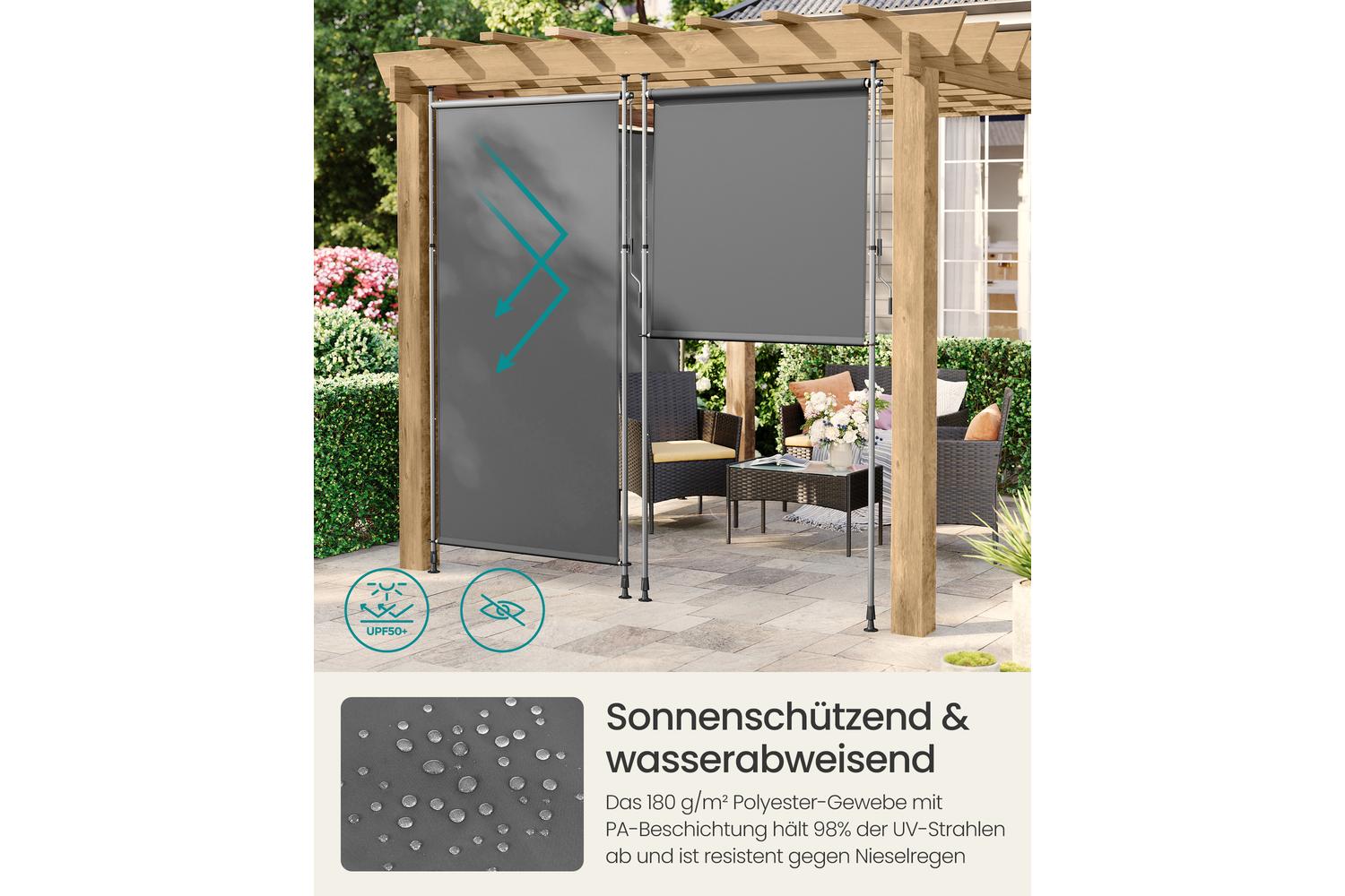 153m Vertical Awning | Patio Accessory | Steel And Polyester | 150 X 220-300 Cm-2