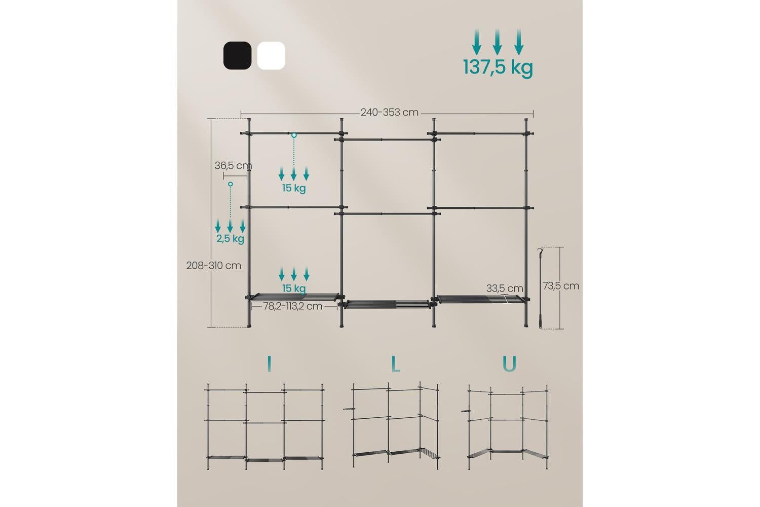 Garment Rack | Clothes Storage | Steel | Adjustable Size-4