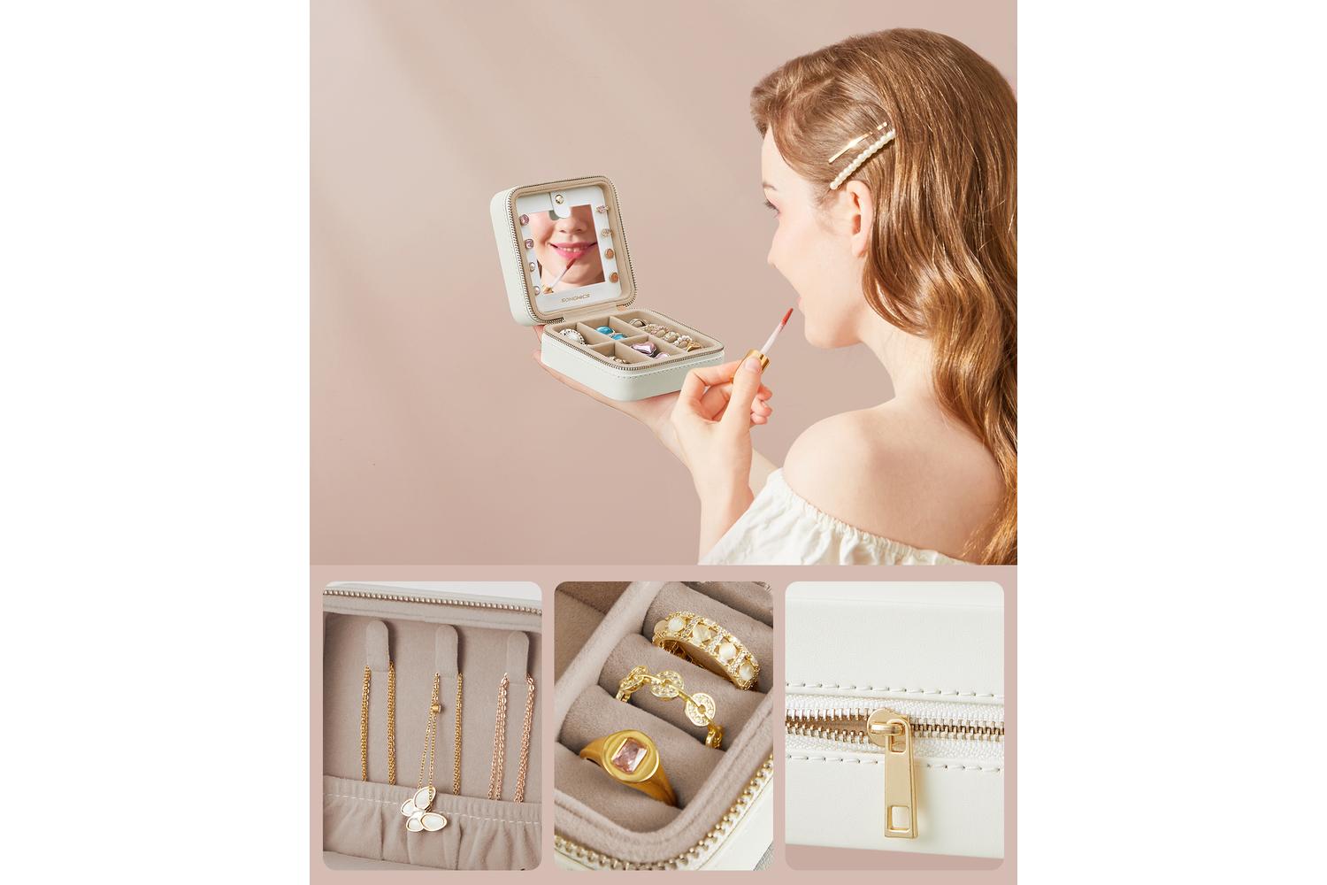 Songmics Jewelry Box | Travel Jewellery Organiser | Pu & Velvet | Compact-3