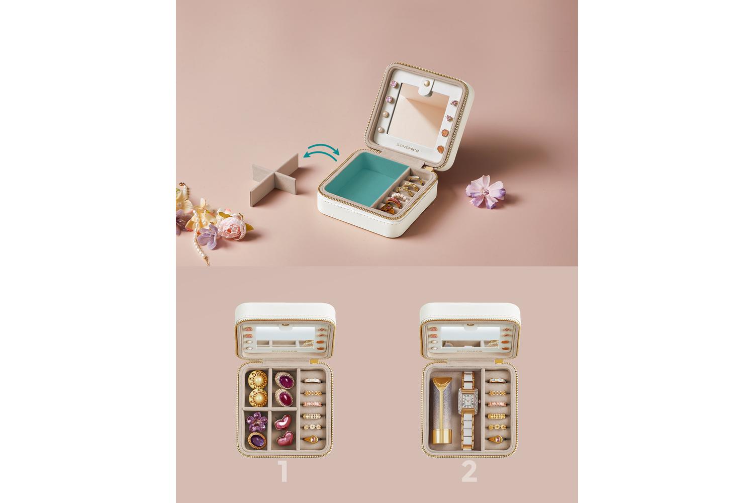 Songmics Jewelry Box | Travel Jewellery Organiser | Pu & Velvet | Compact-4