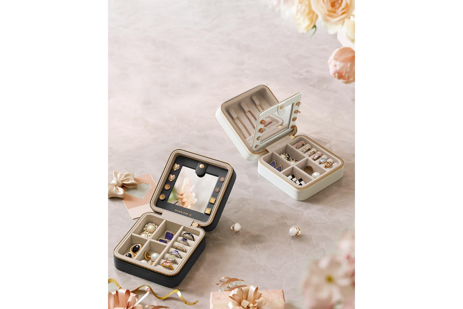 Songmics Jewelry Box | Travel Jewellery Organiser | Pu & Velvet | Compact-5