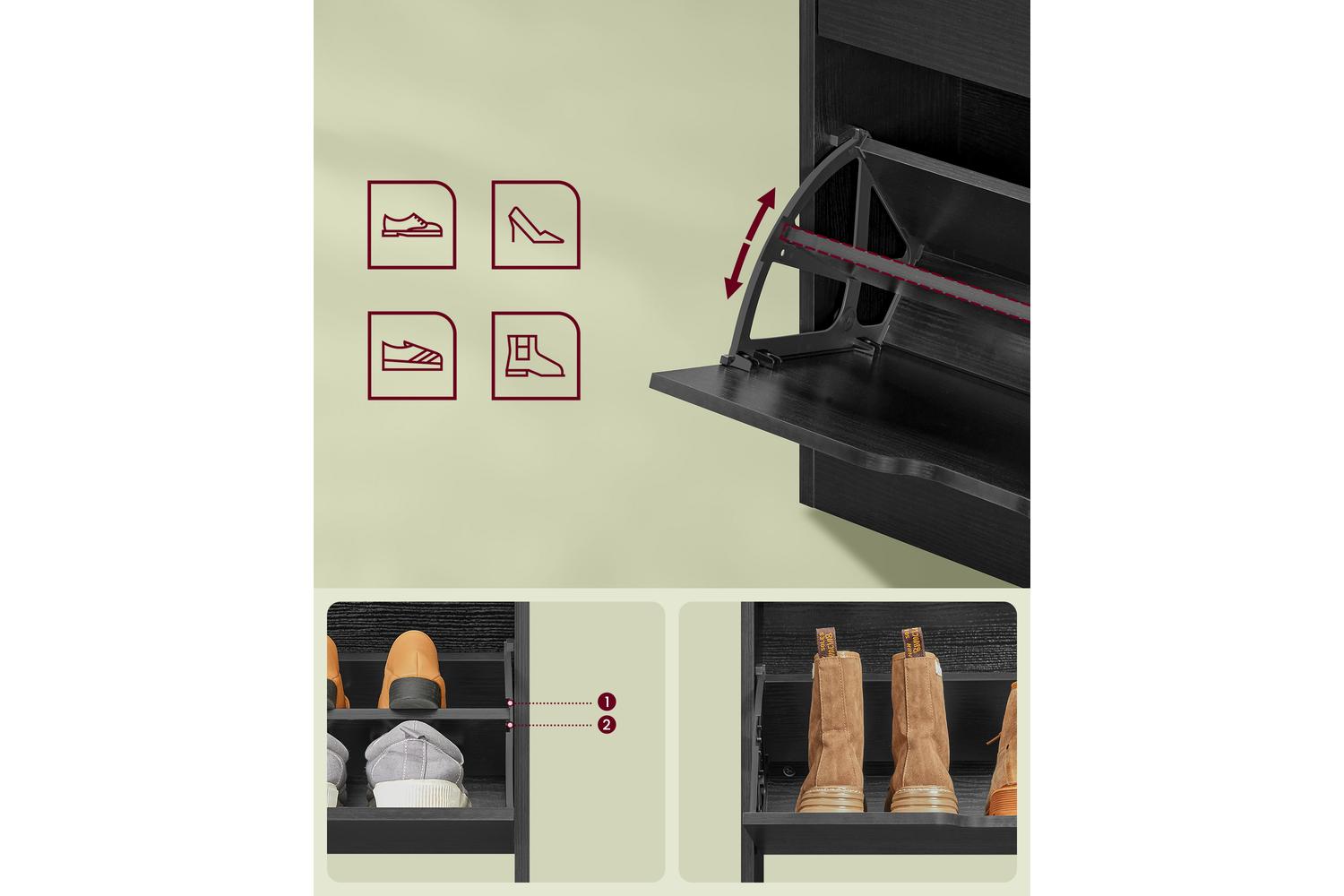 Shoe Cabinet | Shoe Storage Cabinet | Particleboard | 24 X 60 X 139 Cm-3