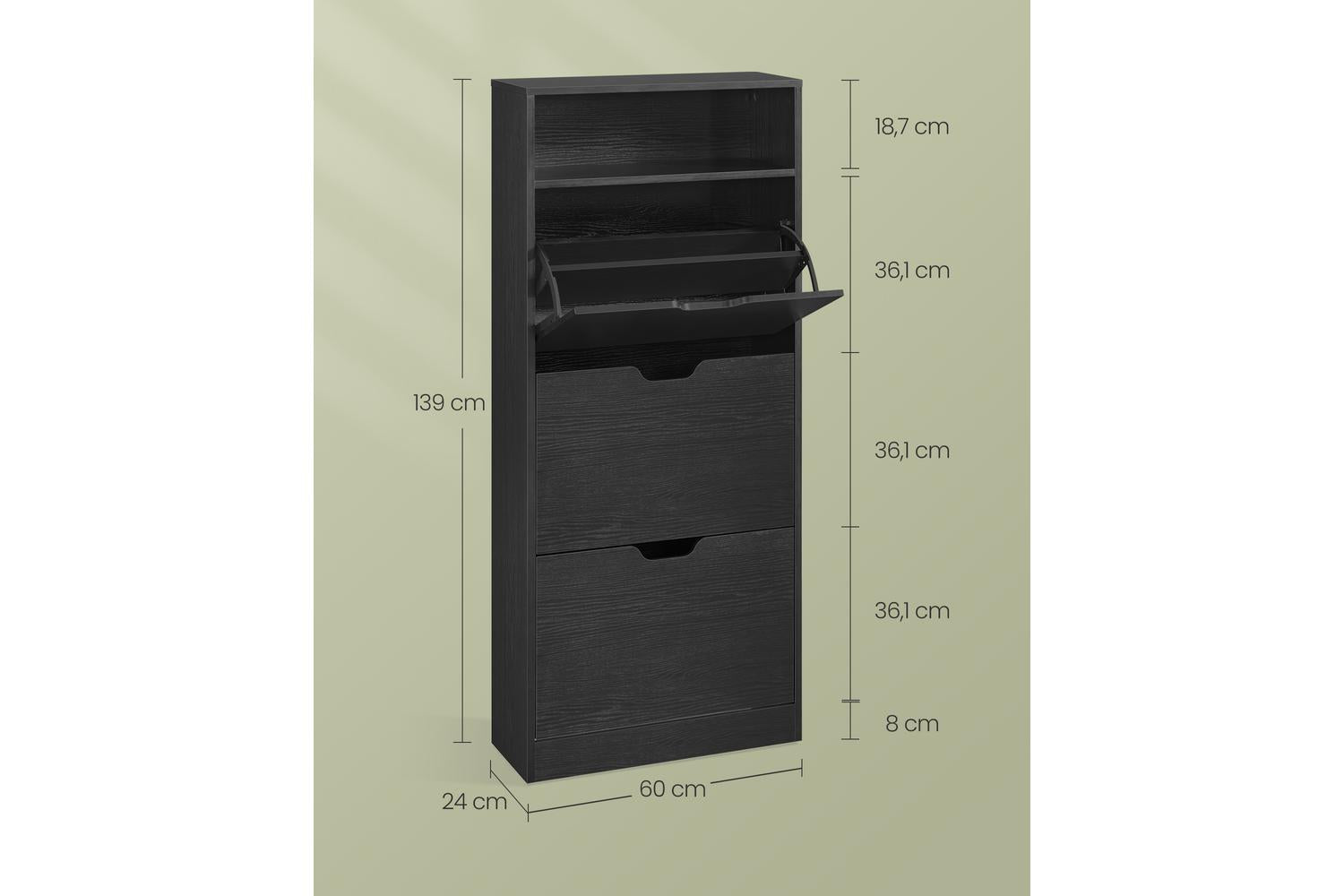 Shoe Cabinet | Shoe Storage Cabinet | Particleboard | 24 X 60 X 139 Cm-5