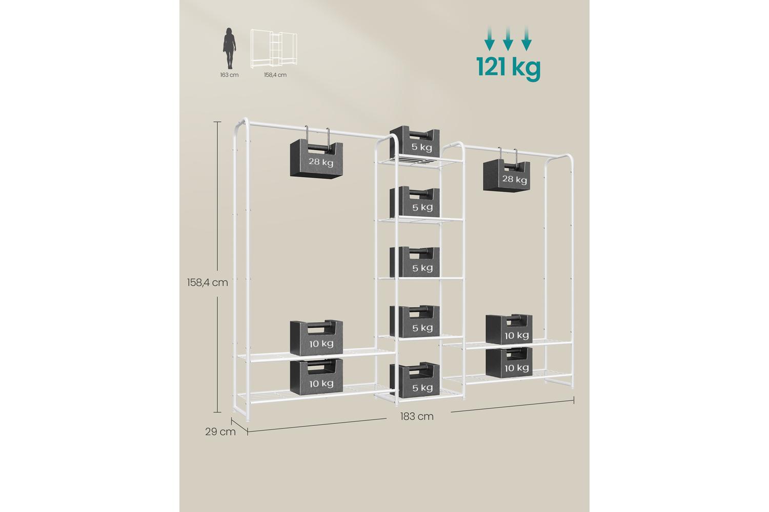 Open Wardrobe | Clothes Storage | Steel | 125 Cm-4