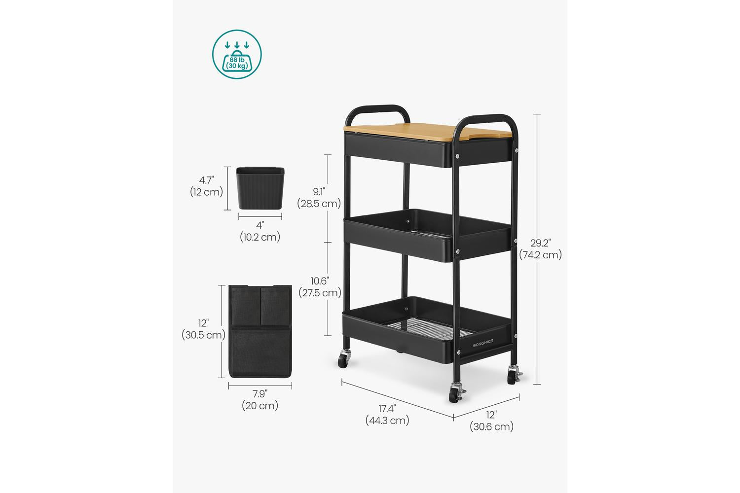 Storage Cart | Trolley | Steel And Mdf-4