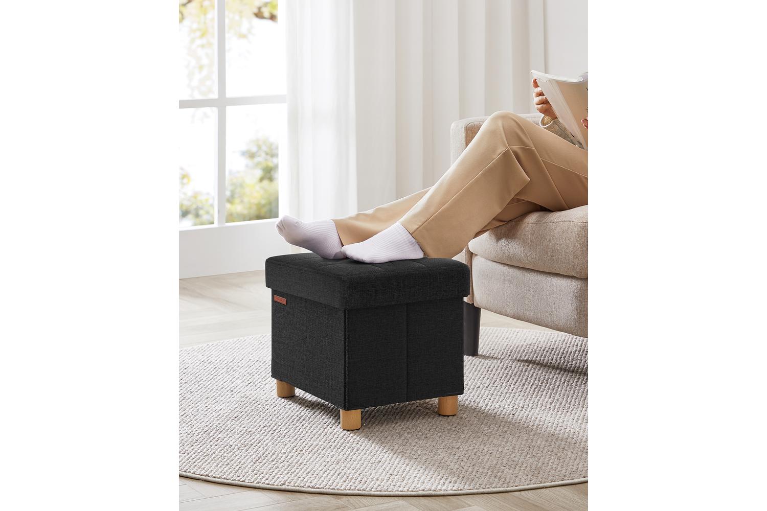 Storage Ottoman | Storage Bench | Linen-look Fabric | 32 L-2