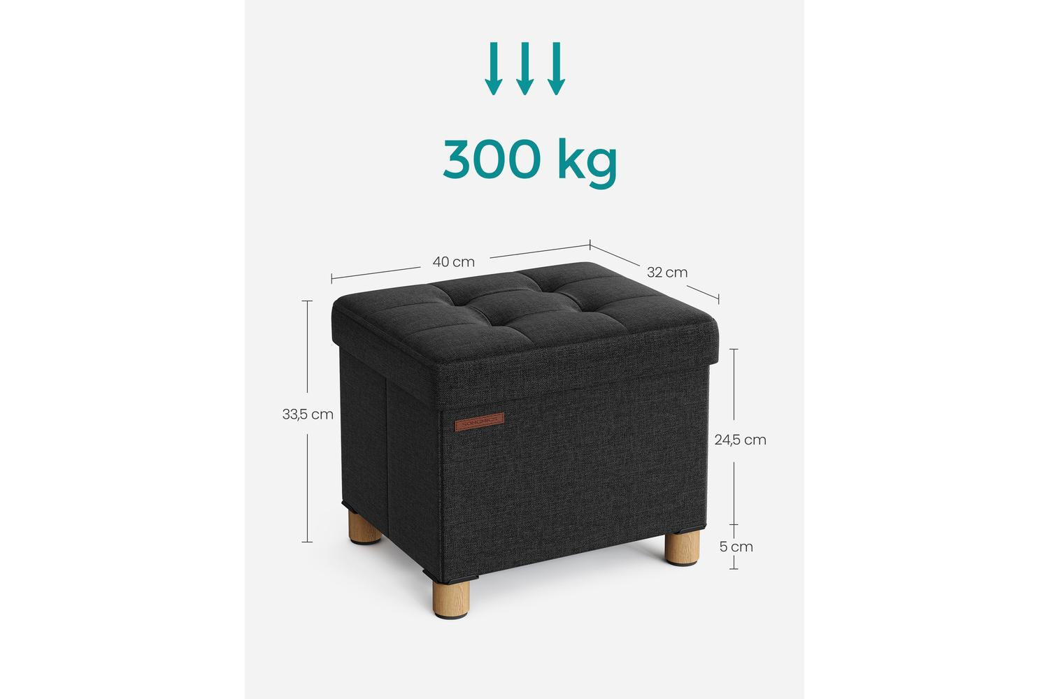 Storage Ottoman | Storage Bench | Linen-look Fabric | 32 L-3