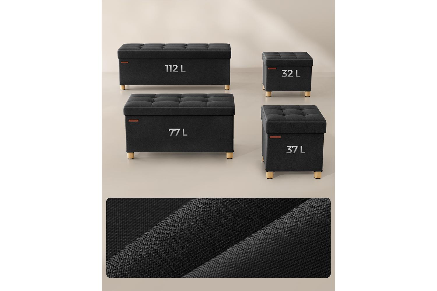 Storage Ottoman | Storage Bench | Linen-look Fabric | 32 L-4