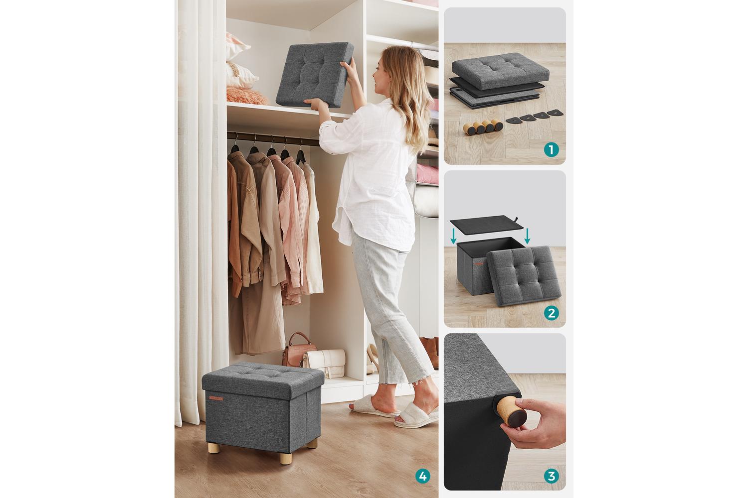 Storage Ottoman | Storage Box | Faux Linen | 32 Litre-6