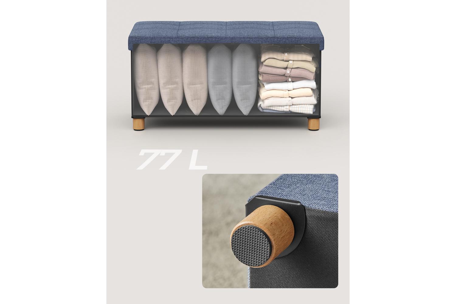 Storage Ottoman | Storage Bench | Linen-look Fabric | 76cm-3
