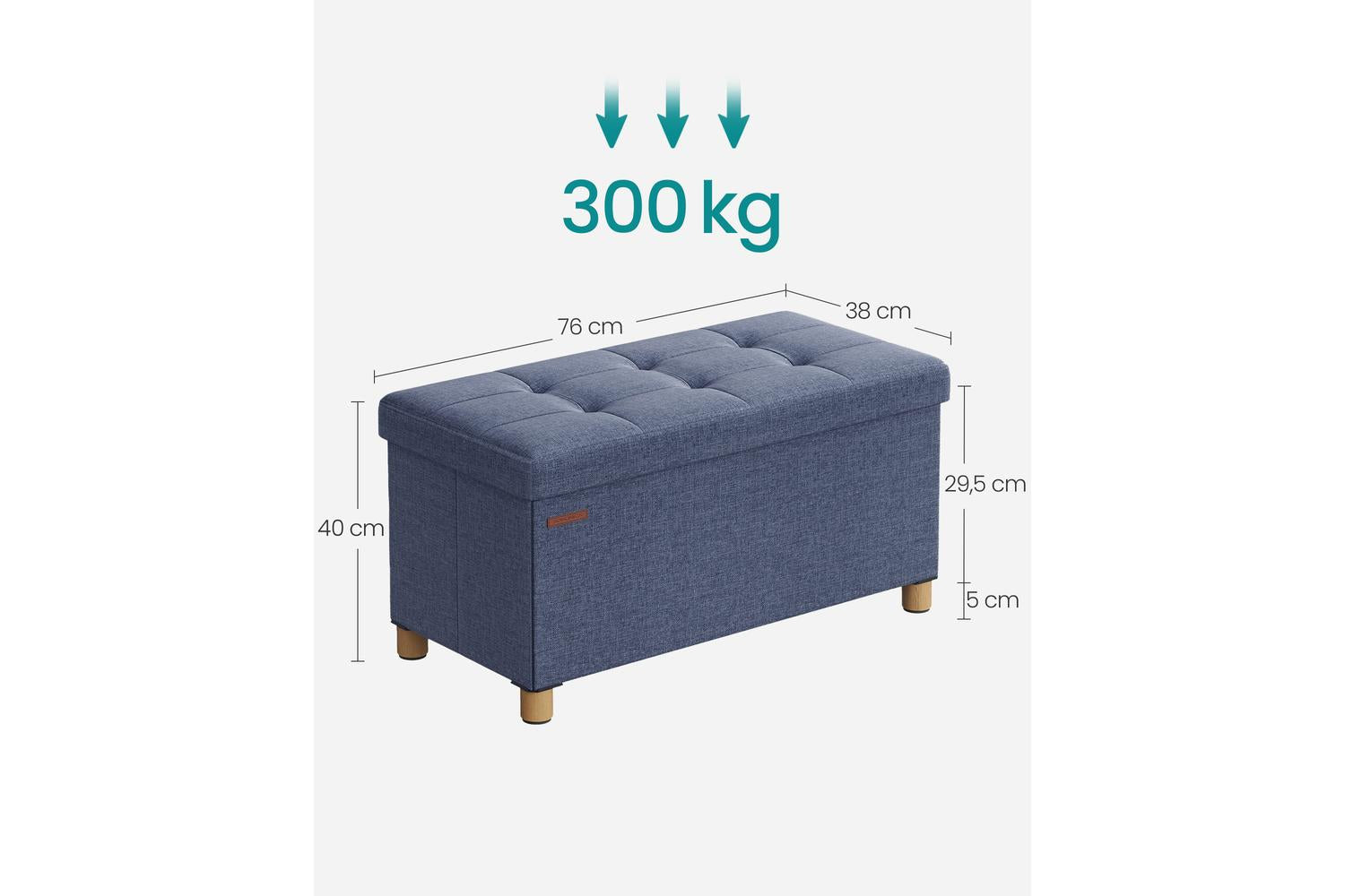 Storage Ottoman | Storage Bench | Linen-look Fabric | 76cm-4